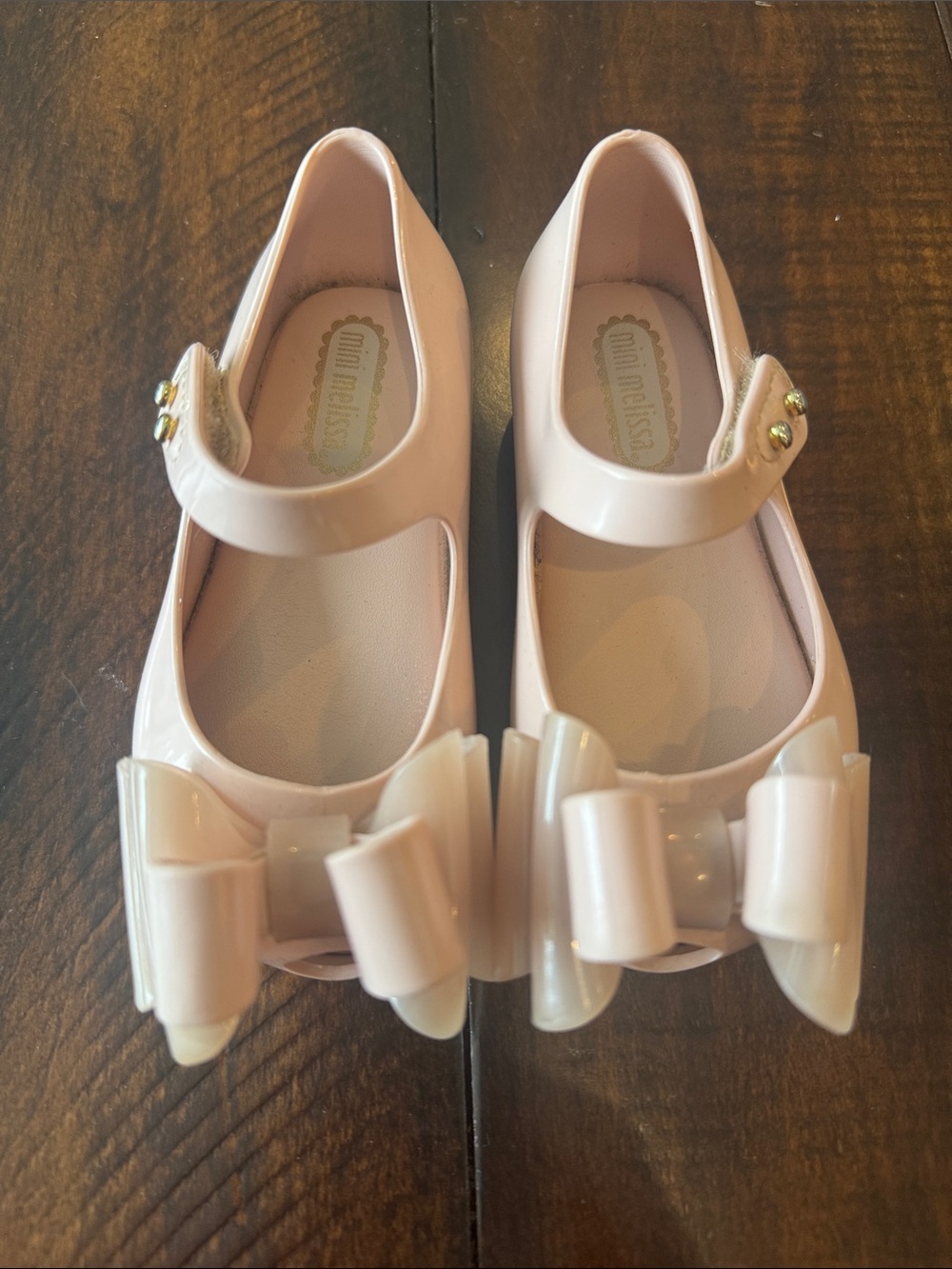Mini Melissa Light Pink Bow Mary Jane Kids Dress Shoes
